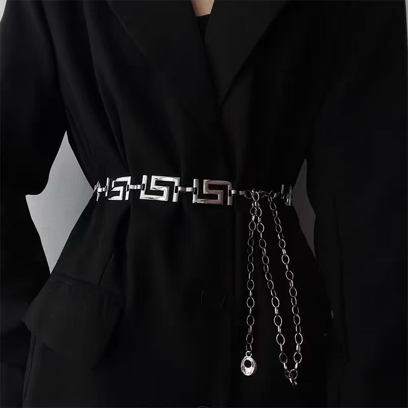 Women'S Jeans Accessories Chain - Cinto de Cintura Metálico com Elo