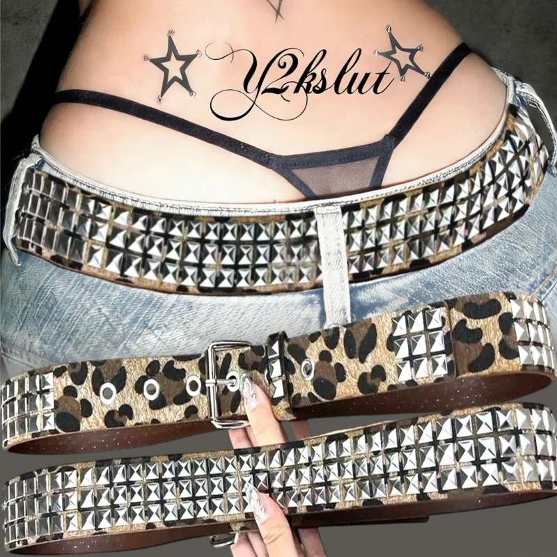 Women'S Jeans Accessories Chain - Cinto Y2K com Rebites de Leopardo,