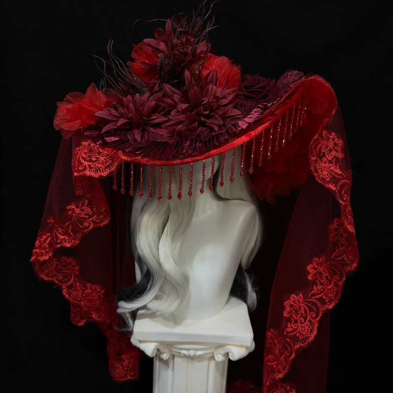 Chapéu de Viúva Vermelha para  - Women'S Victorian Era Accessories avaliação e preço