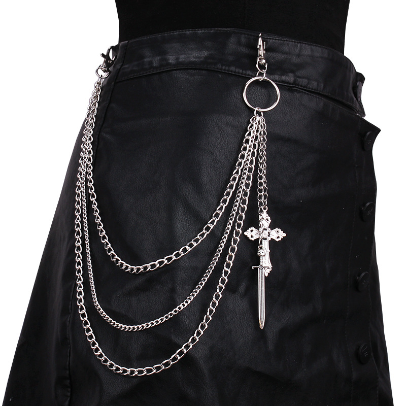 Hip hop crânio cruz calças cin - Women'S Jeans Accessories Chain avaliação e preço